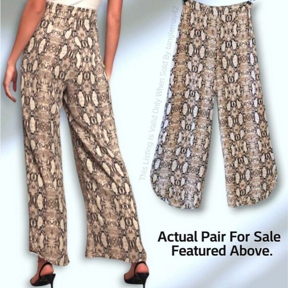 Sage The Label Wide Leg Palazzo Pants Sexy Python Print Womens Medium LA474485 - Picture 1 of 10